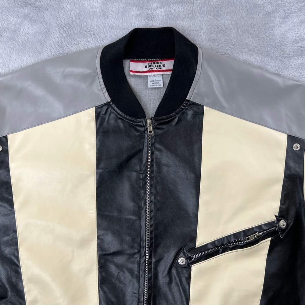 Ferris Bueller's Day Off Replica Bomber Jacket L Black Men 80s Movie Costume - Picture 2 of 10